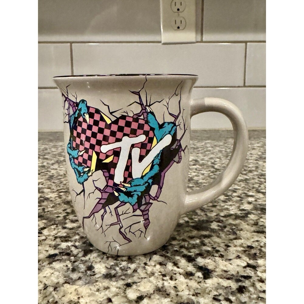 MTV Monster Eye Wide Rim Coffee Cup Mug 16oz 2020 Viacom “I Want My MTV” Weird